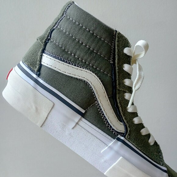 Vans Men's Sk8-Hi Reconstruct Suede / Canvas Sneaker in Fantastic Olive Camo - Picture 6 of 15